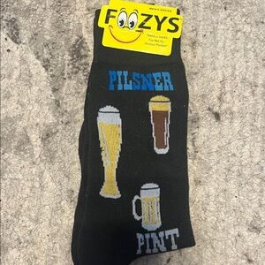 Foozys Black Beer-Themed Men's Casual Socks